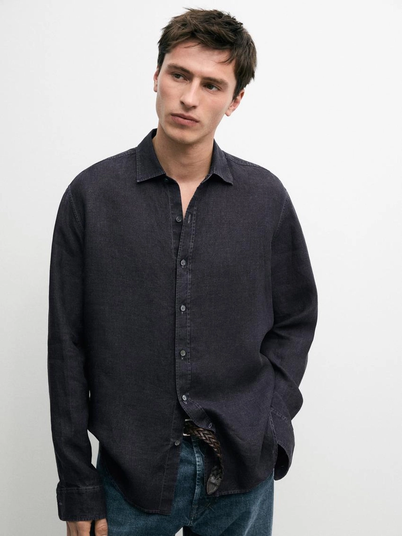 Рубашка регулярного кроя из 100% льна