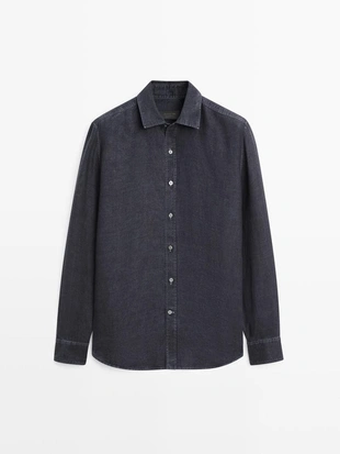 Рубашка регулярного кроя из 100% льна- Заказать в России