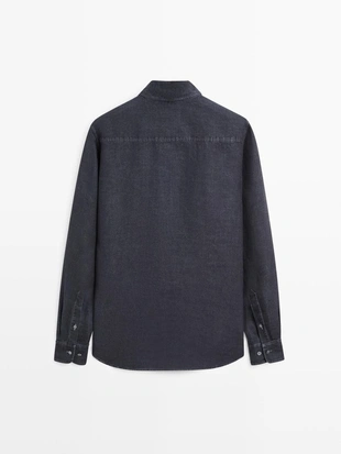 Рубашка регулярного кроя из 100% льна- Заказать в России