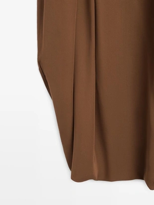 Юбка-шорты из шелковой ткани с защипами- Заказать в России