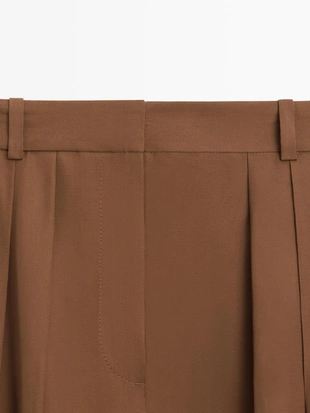 Юбка-шорты из шелковой ткани с защипами- Заказать в России