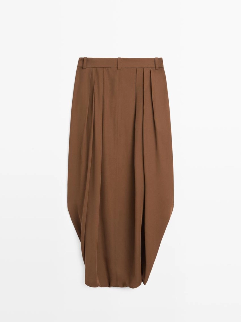 Юбка-шорты из шелковой ткани с защипами