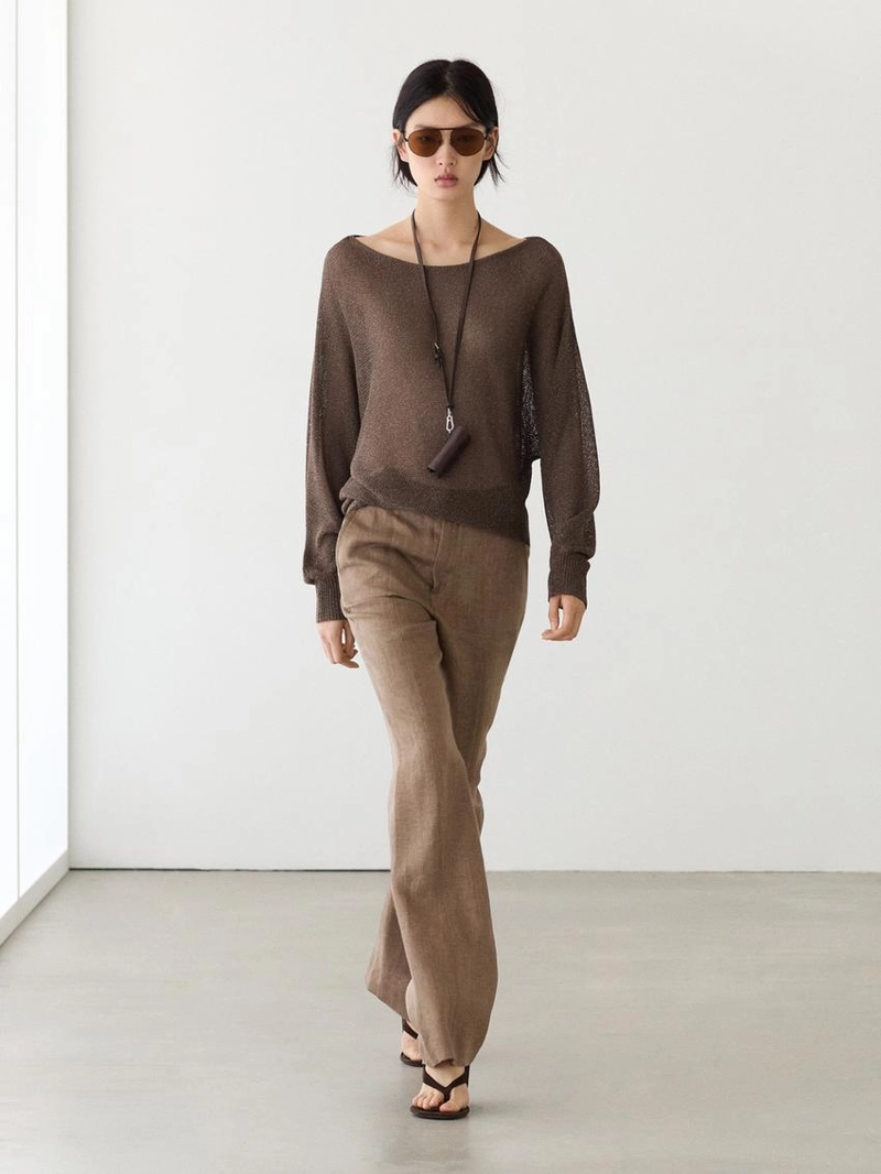 Брюки из 100% льна с укороченным брючным широким кроем