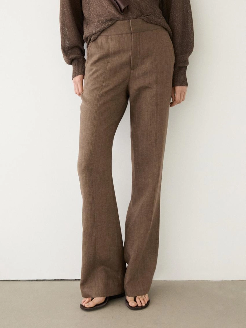 Брюки из 100% льна с укороченным брючным широким кроем