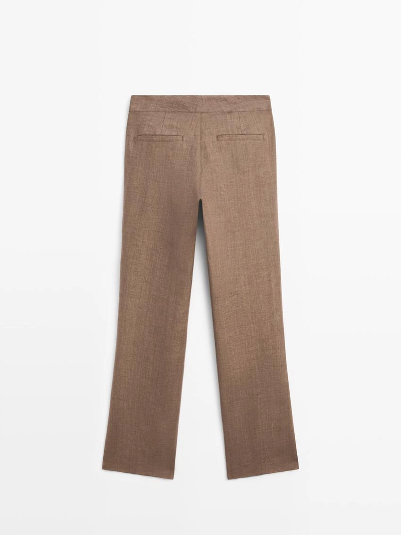 Брюки из 100% льна с укороченным брючным широким кроем