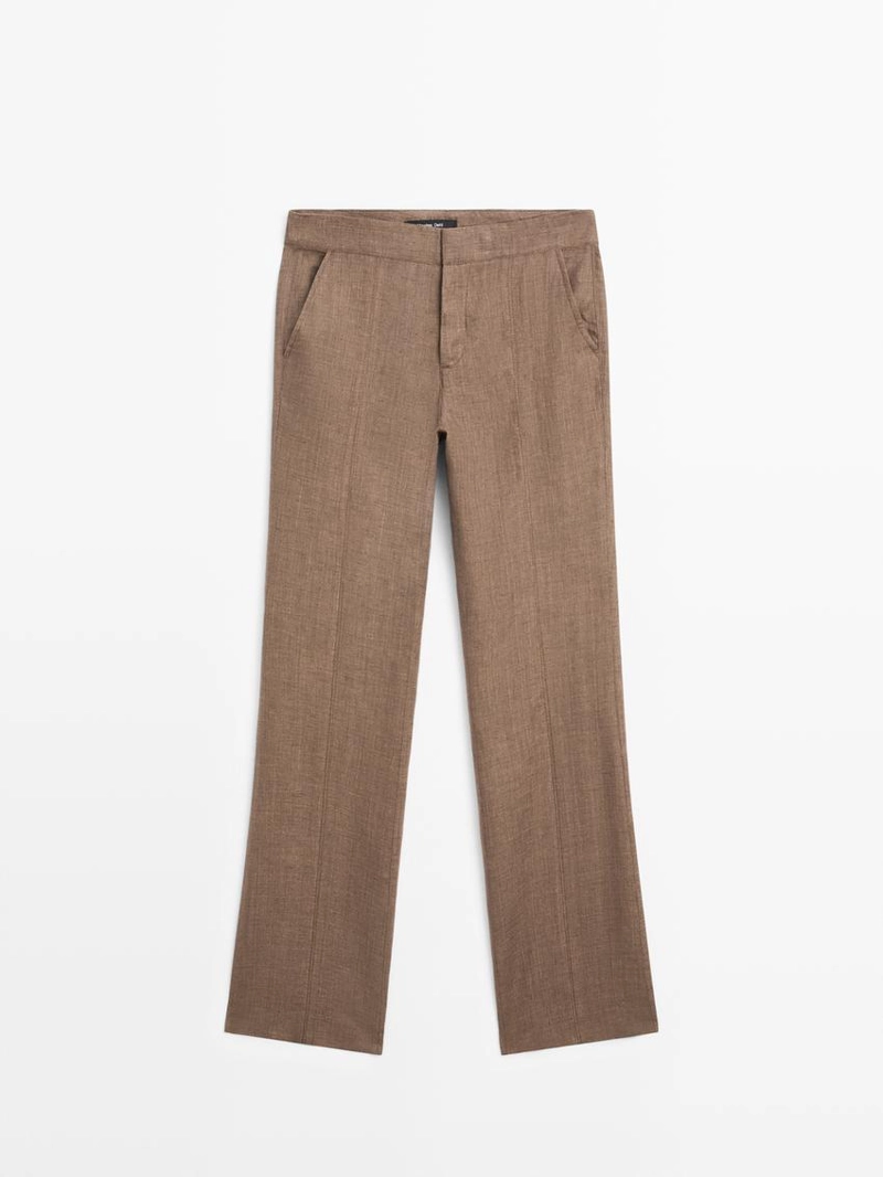 Брюки из 100% льна с укороченным брючным широким кроем