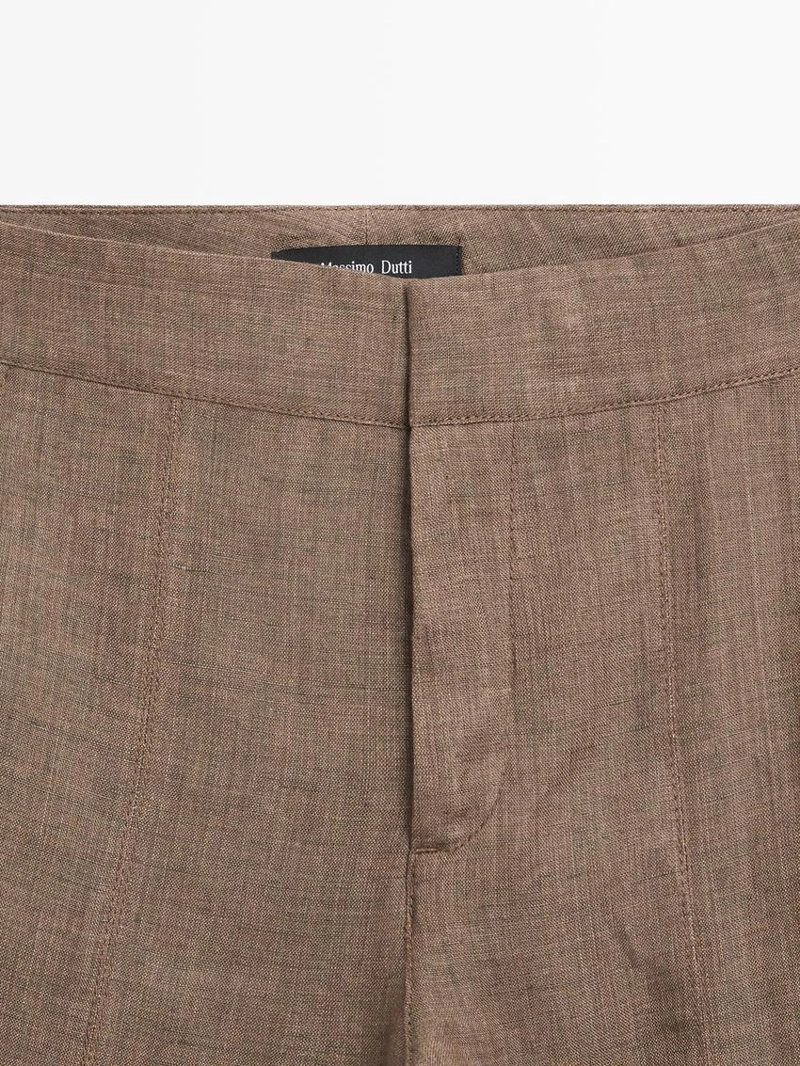 Брюки из 100% льна с укороченным брючным широким кроем