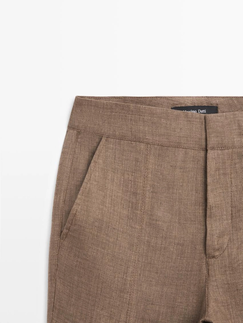 Брюки из 100% льна с укороченным брючным широким кроем