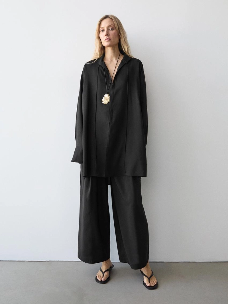 Рубашка из льняной смеси с отстегивающимся воротником