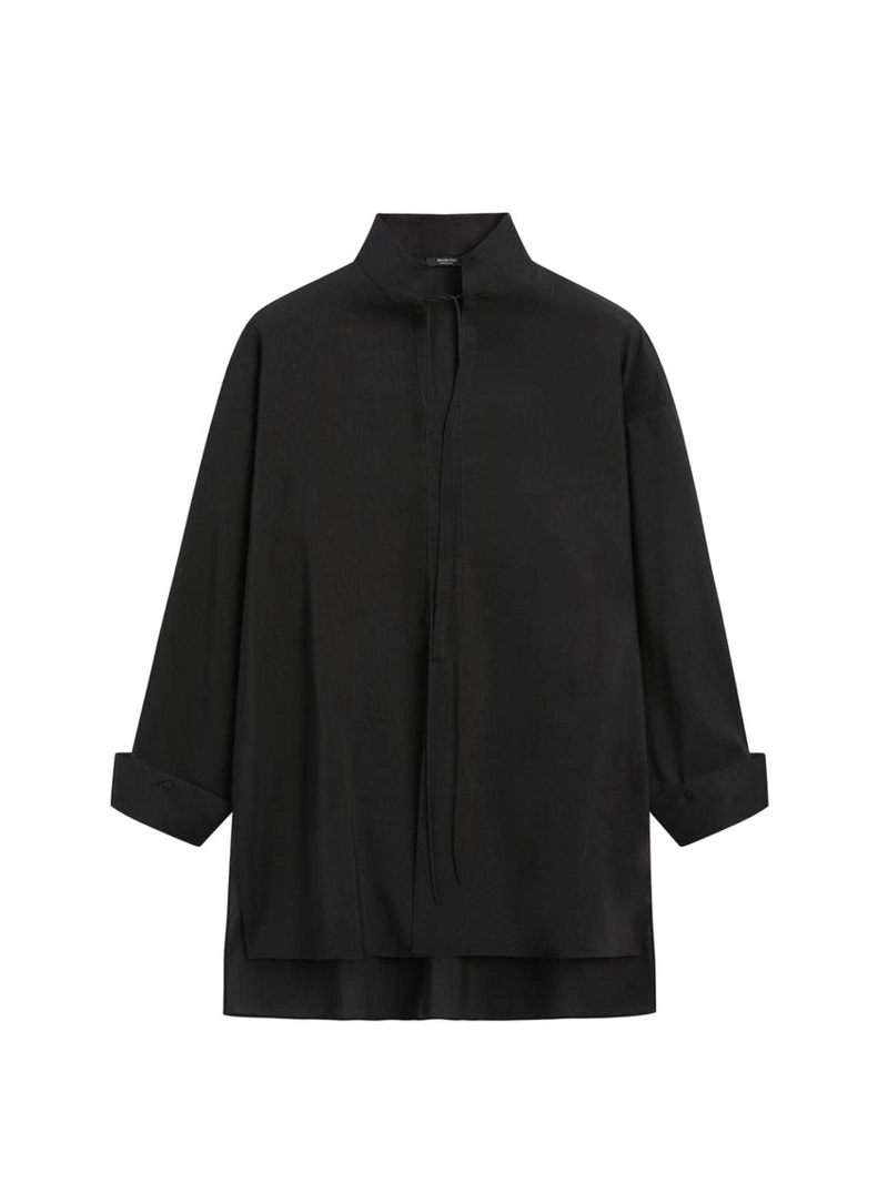 Рубашка из льняной смеси с отстегивающимся воротником