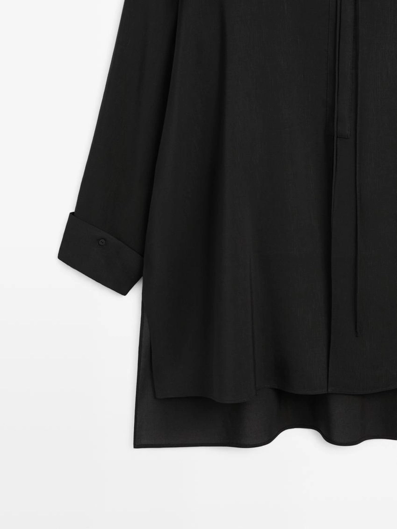 Рубашка из льняной смеси с отстегивающимся воротником