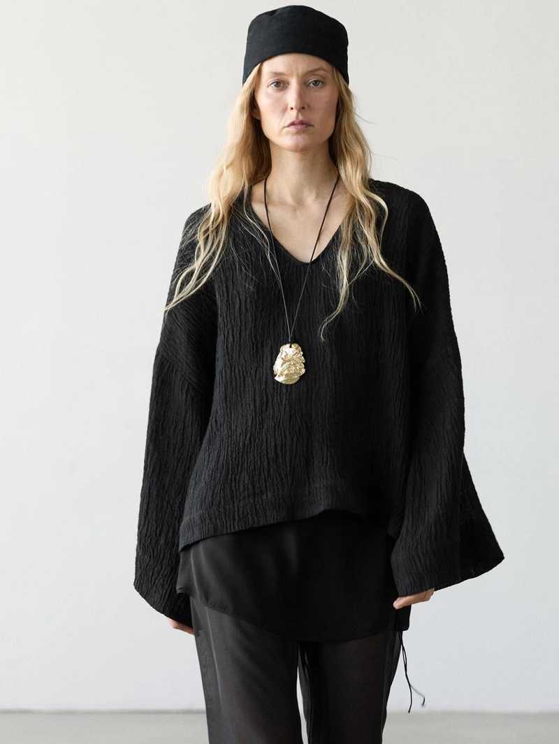 Приталенная блуза из 100% льна