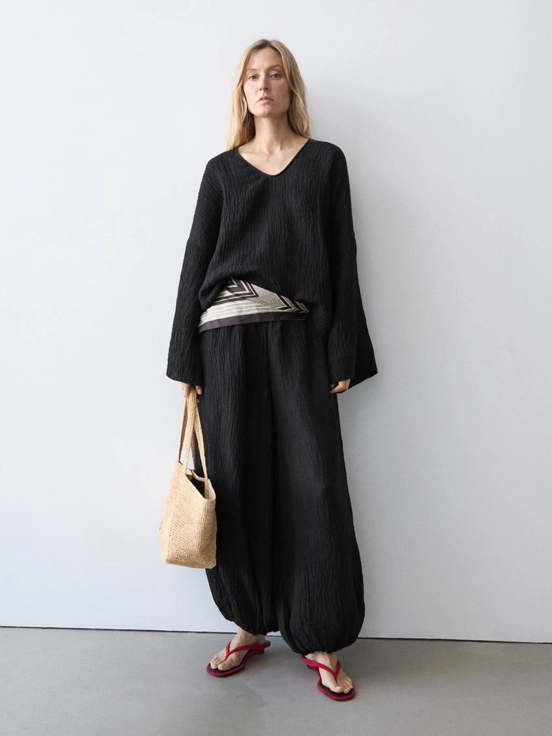 Приталенная блуза из 100% льна