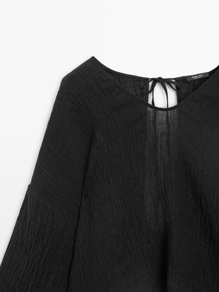 Приталенная блуза из 100% льна- Заказать в России