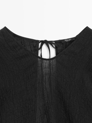 Приталенная блуза из 100% льна- Заказать в России