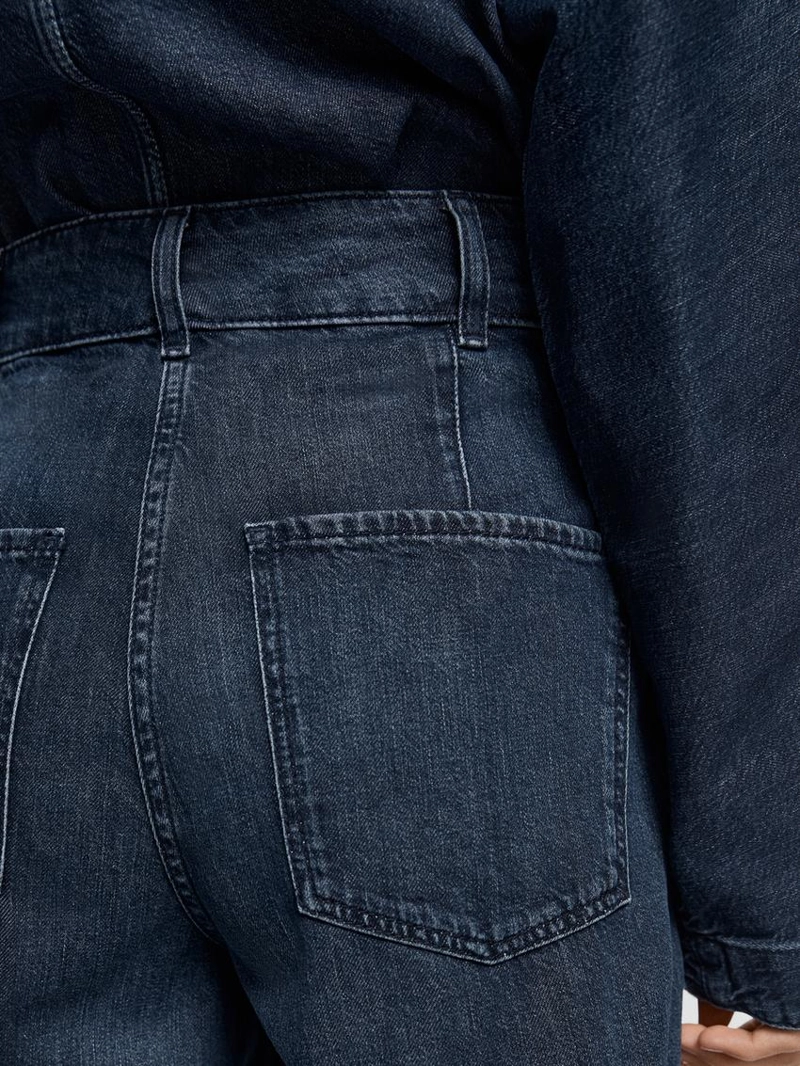 Джинсы с высокой посадкой и широкими штанинами