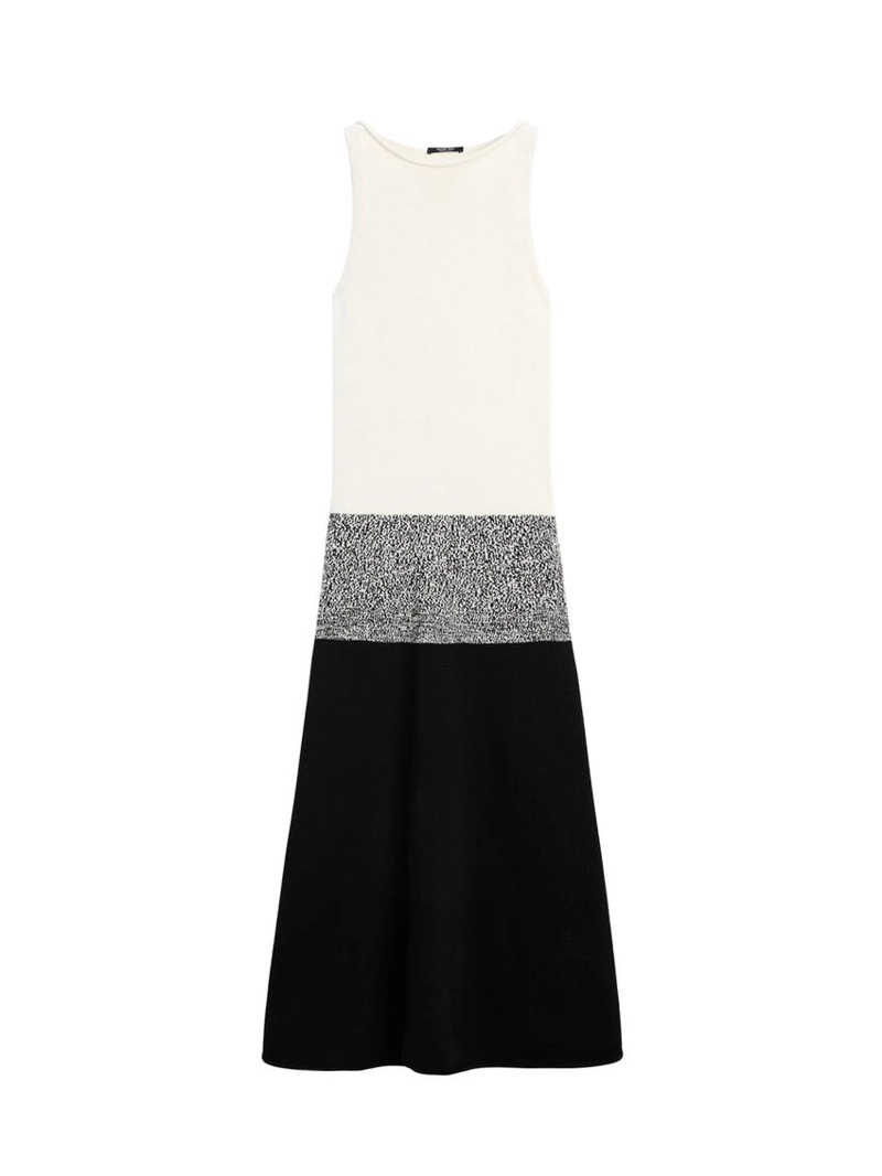 Платье из 100% хлопка с контрастным вязанным узором до колена