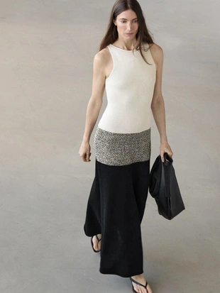 Платье из 100% хлопка с контрастным вязанным узором до колена- Заказать в России