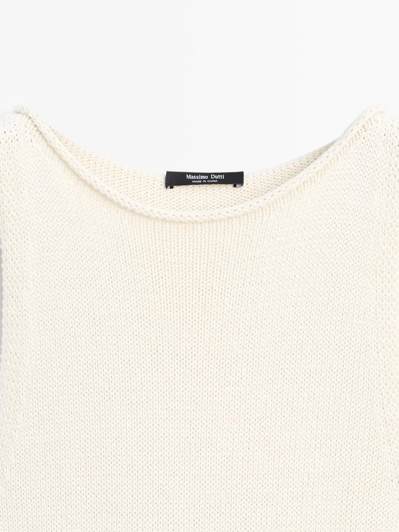 Платье из 100% хлопка с контрастным вязанным узором до колена