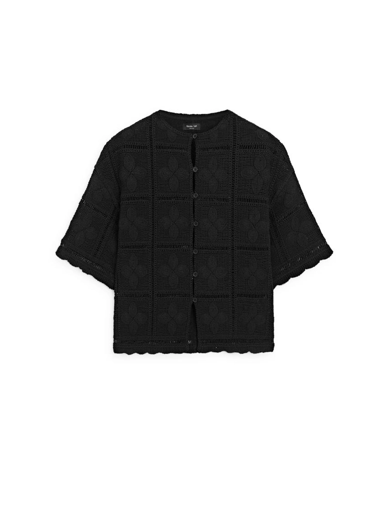 Кардиган с кружевной вязкой и вышивкой