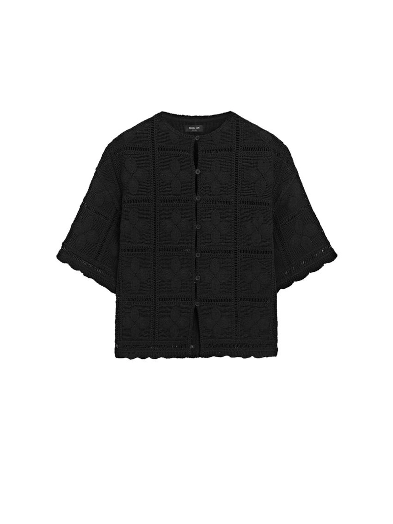 Кардиган с кружевной вязкой и вышивкой