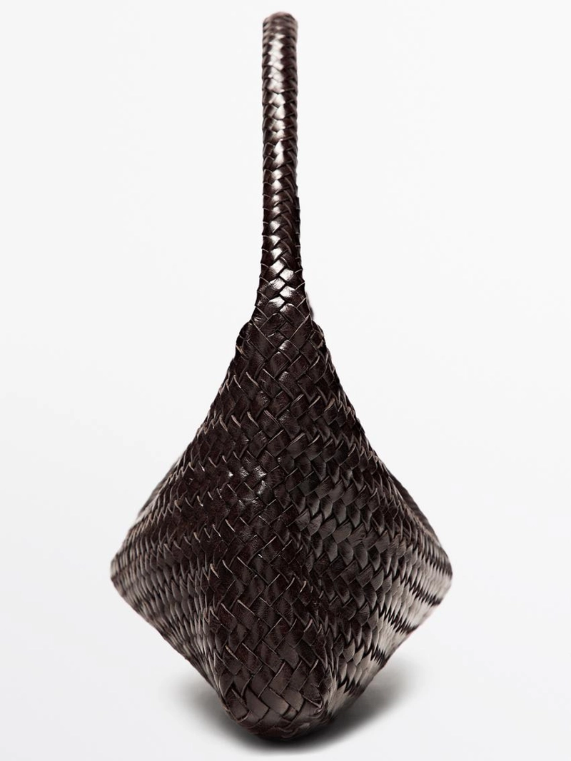 Сумка-полумесяц из плетеной кожи нубука