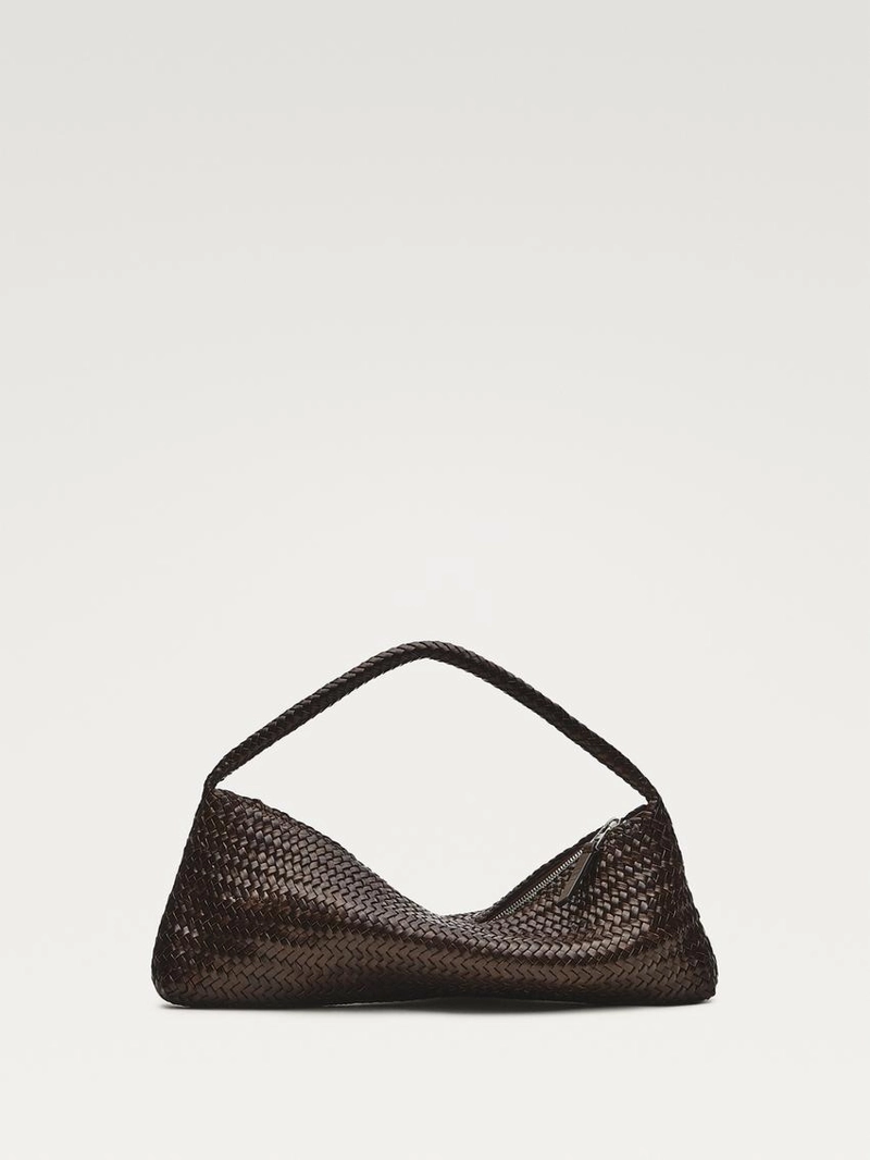 Сумка-полумесяц из плетеной кожи нубука