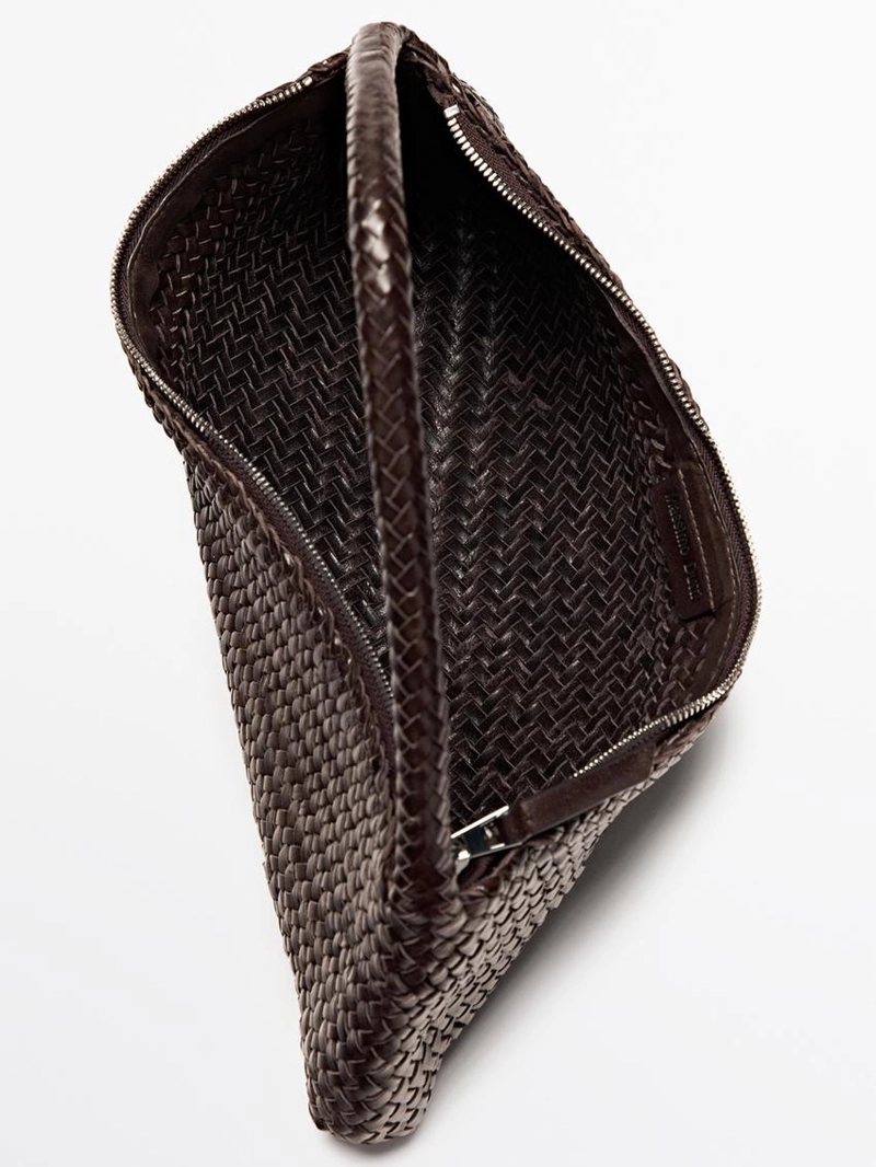 Сумка-полумесяц из плетеной кожи нубука