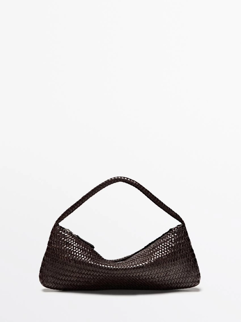 Сумка-полумесяц из плетеной кожи нубука