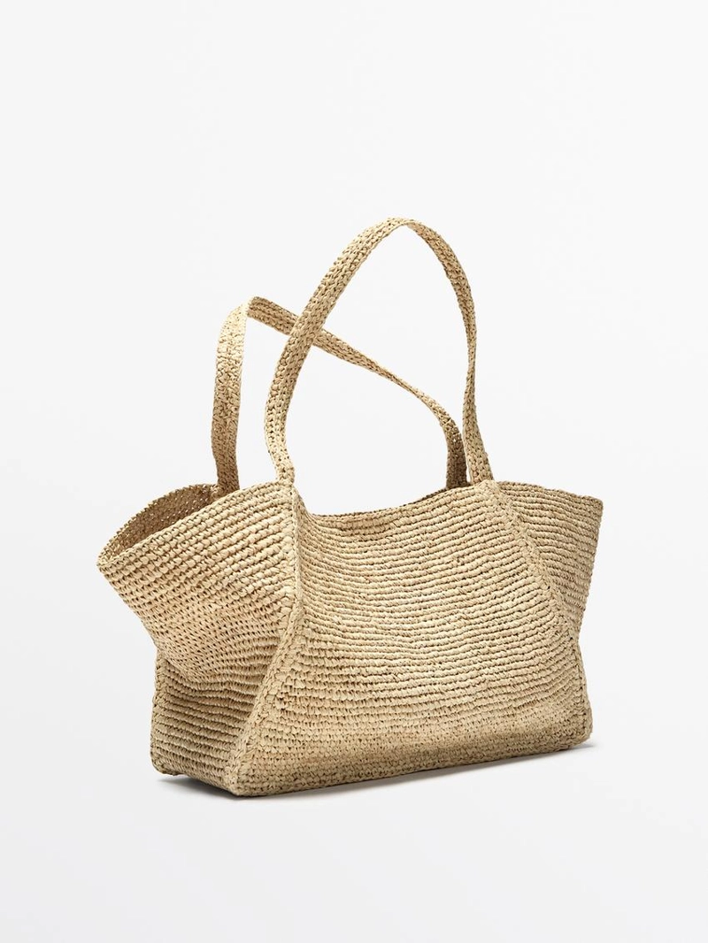 Сумка из 100% рафии среднего размера
