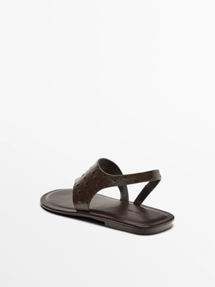 Сандалии с тиснением под кожу животного- Заказать в России