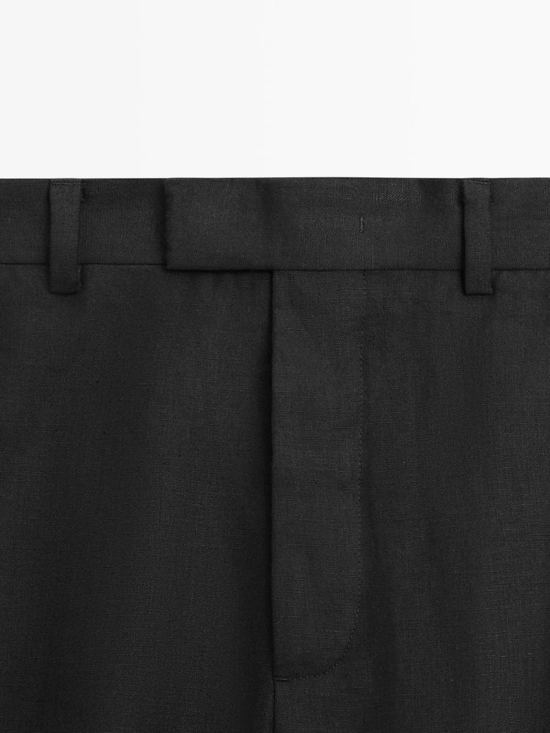 Льняные зауженные брюки приталенного кроя