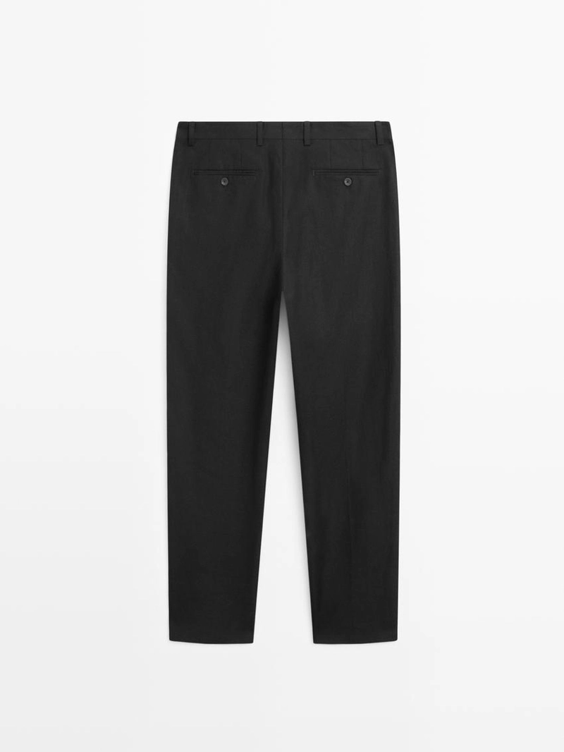 Льняные зауженные брюки приталенного кроя