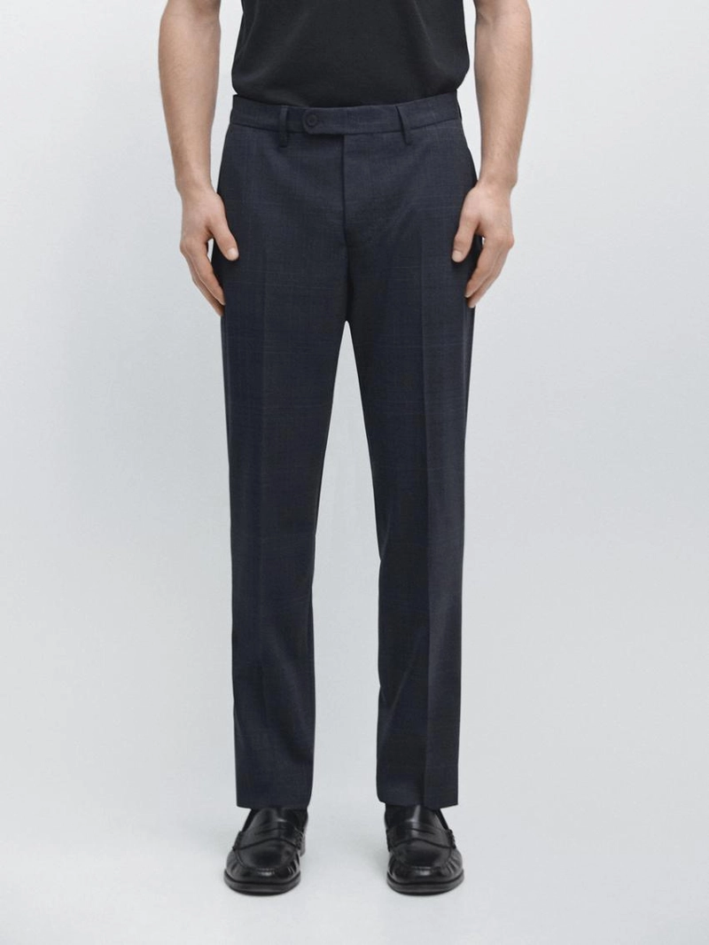Брюки костюмные из прохладной шерстяной смеси в клетку