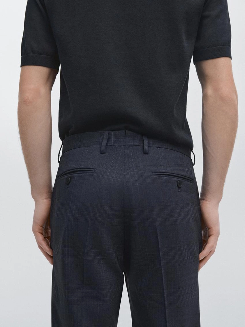 Брюки костюмные из прохладной шерстяной смеси в клетку