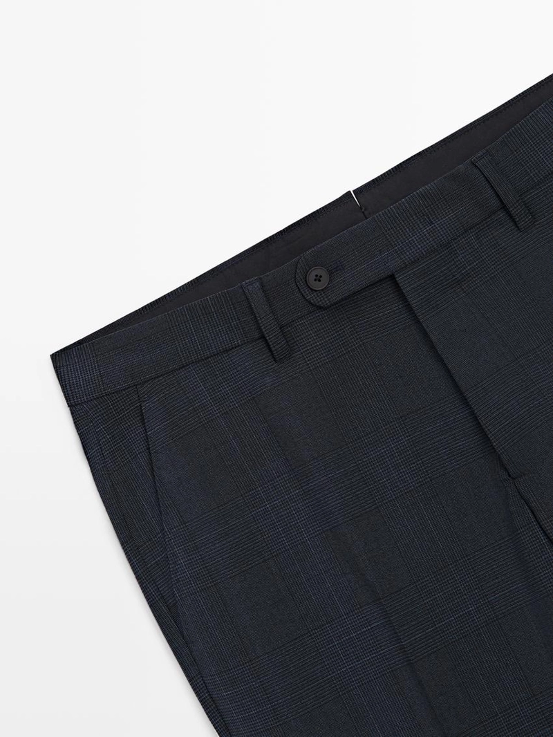 Брюки костюмные из прохладной шерстяной смеси в клетку