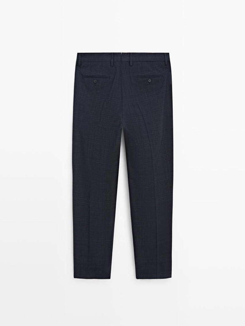 Брюки костюмные из прохладной шерстяной смеси в клетку