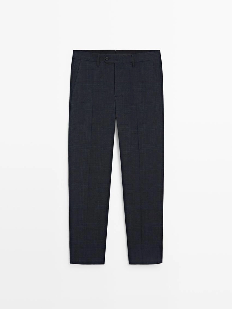 Брюки костюмные из прохладной шерстяной смеси в клетку