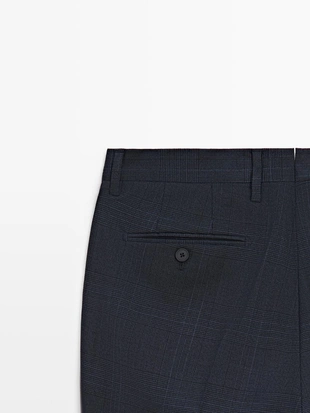 Брюки костюмные из прохладной шерстяной смеси в клетку- Заказать в России