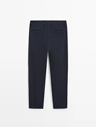 Брюки костюмные из прохладной шерстяной смеси в клетку- Заказать в России