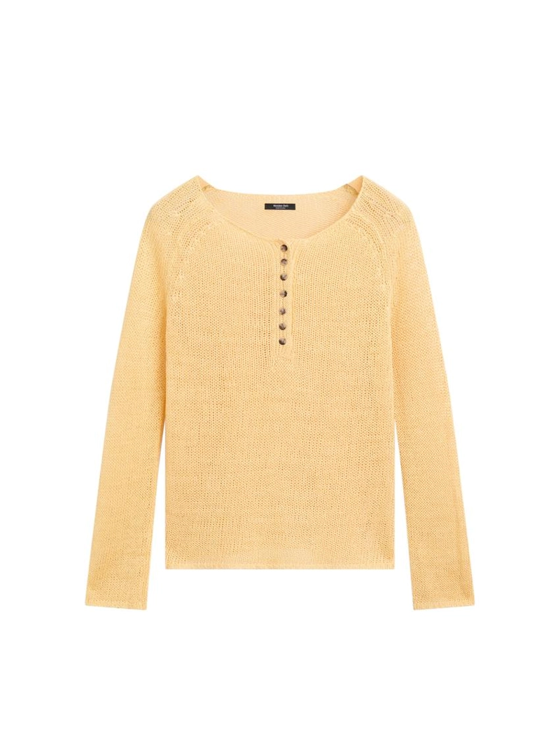 Пуловер из льна с деталями воротника