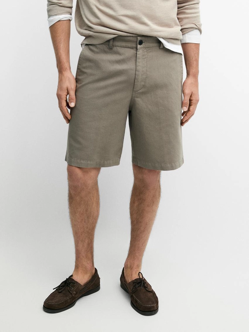 Бермуды из льняно-каменной ткани