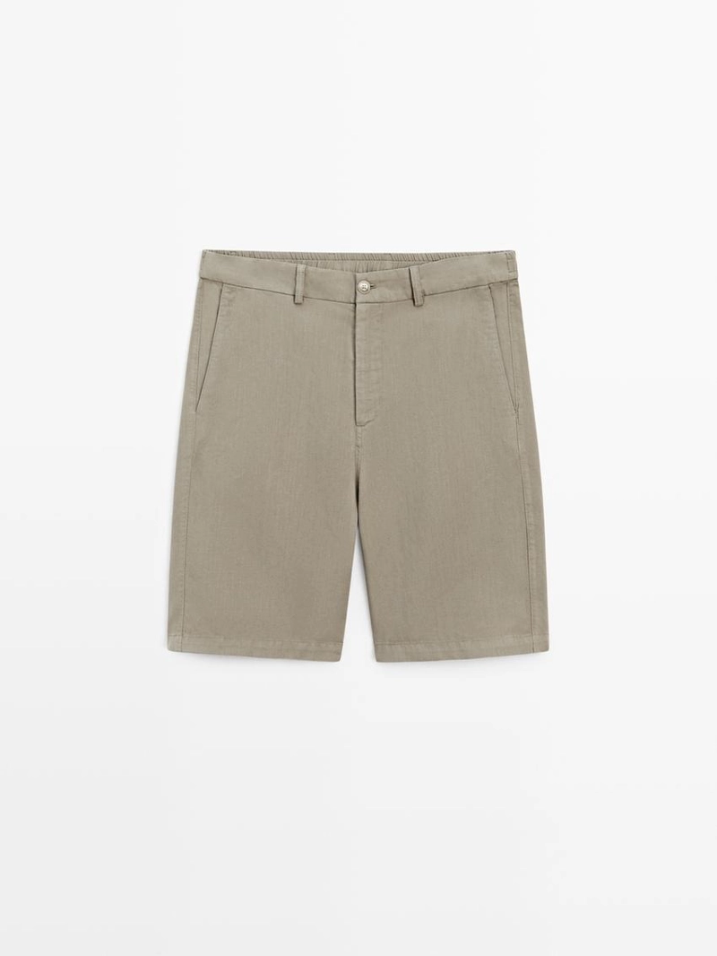 Бермуды из льняно-каменной ткани