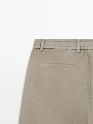 Бермуды из льняно-каменной ткани- Заказать в России