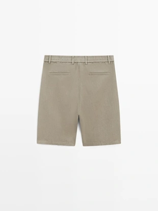 Бермуды из льняно-каменной ткани- Заказать в России