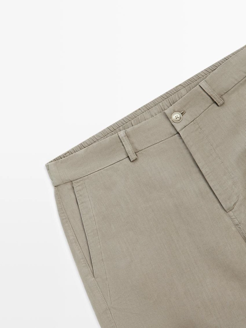 Бермуды из льняно-каменной ткани