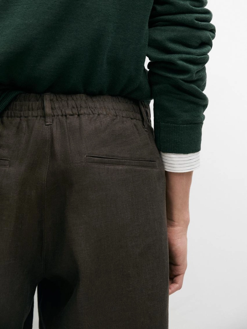 Льняные бермуды с деталями на резинке