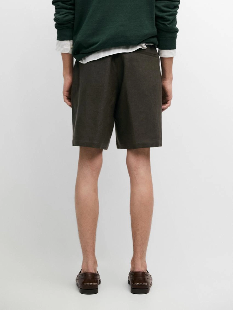 Льняные бермуды с деталями на резинке