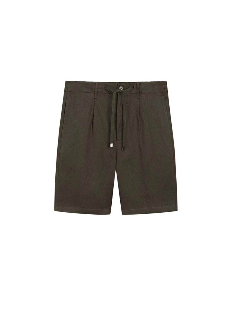 Льняные бермуды с деталями на резинке