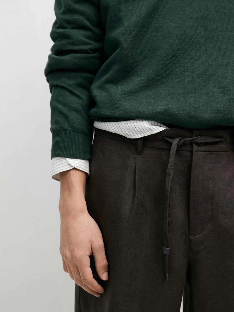 Льняные бермуды с деталями на резинке